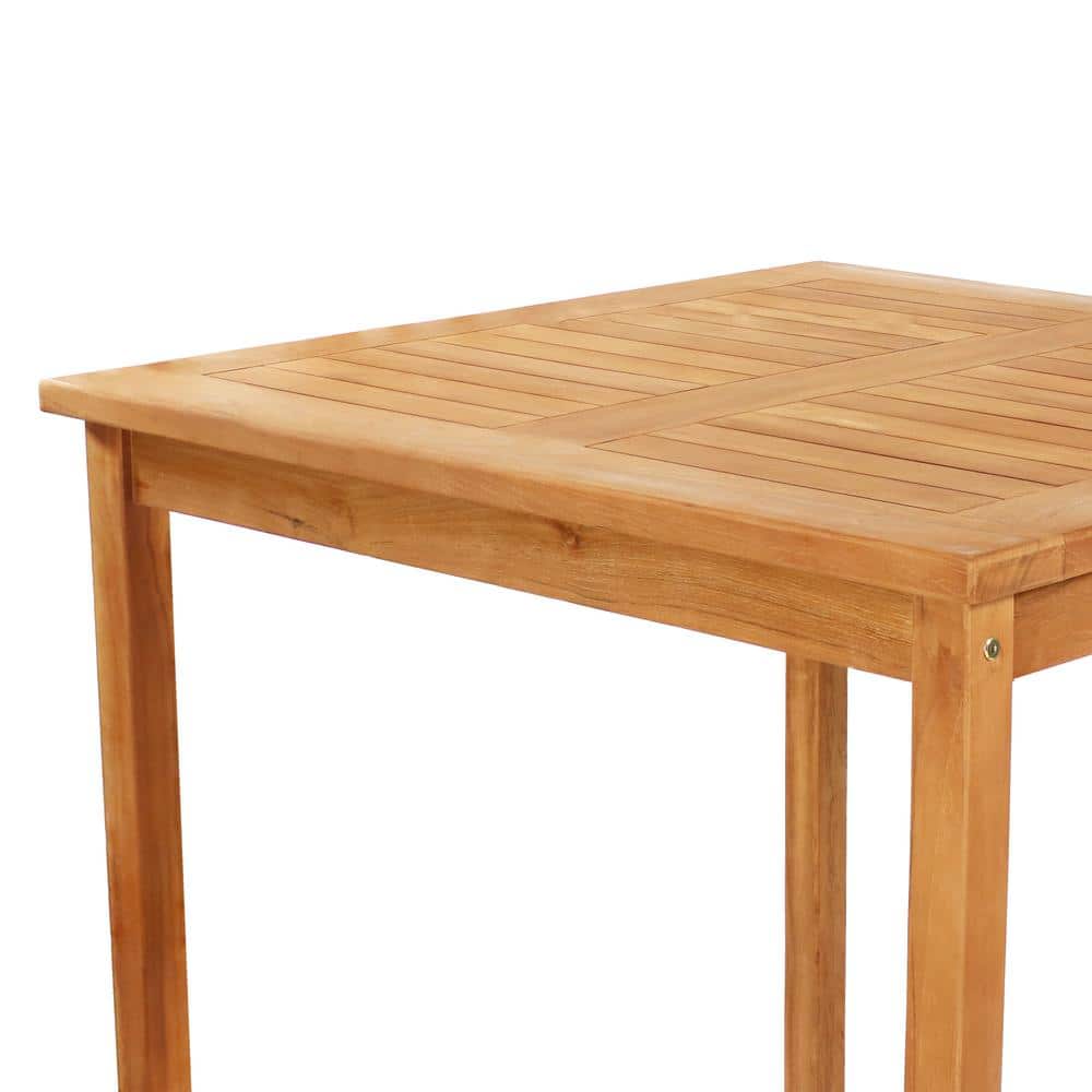 Sunnydaze 31.5" Square Teak Wood Outdoor Bar Table