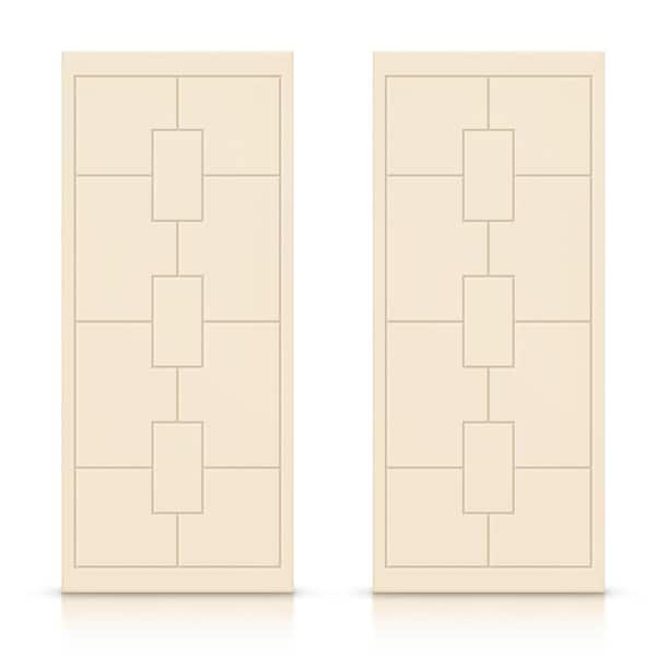 CALHOME 72 in. x 96 in. Hollow Core Beige Painted Composite MDF Interior Double Closet Sliding Doors