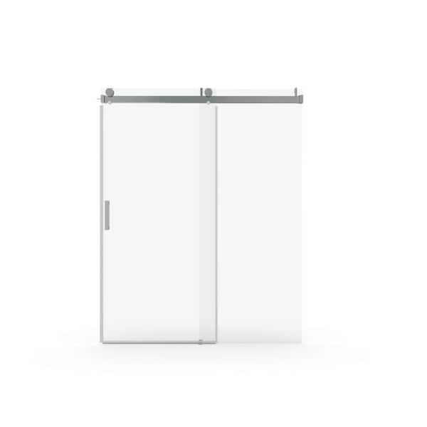 Elan 60 in. W x 76 in. H Single Sliding Frameless Shower Door in Chrome with 1/4" Tempered Glass
