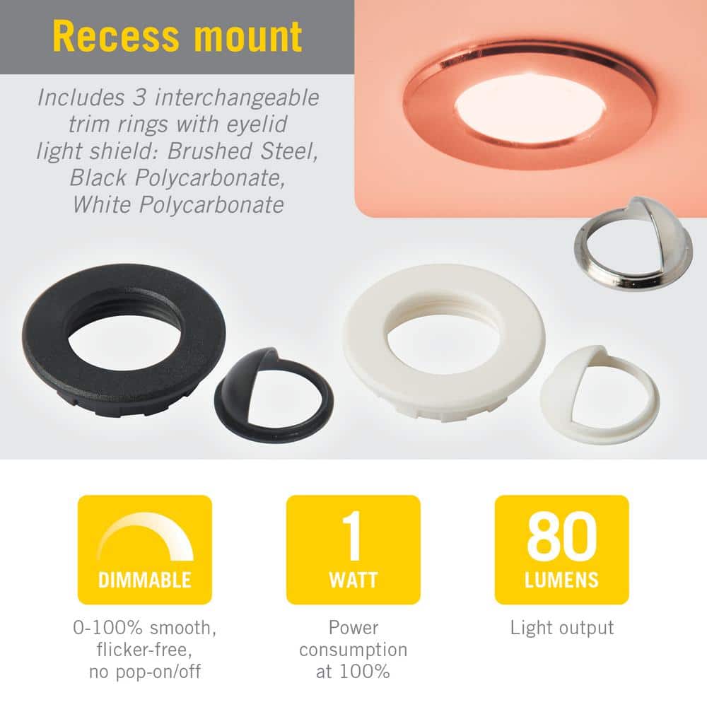 Multi-Color RGB Mini Recessed LED Light with Trim Options