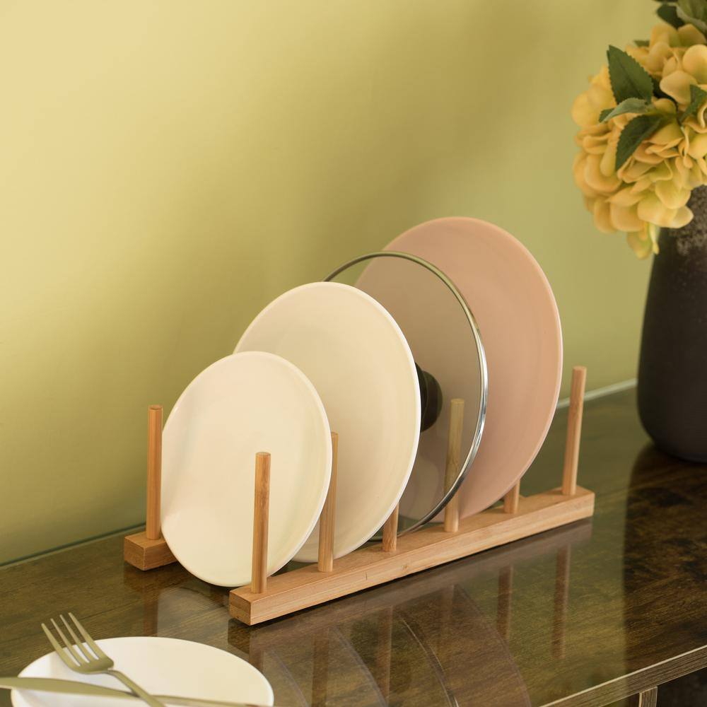 Bamboo Wooden 5-Grid Dish Drainer Rack