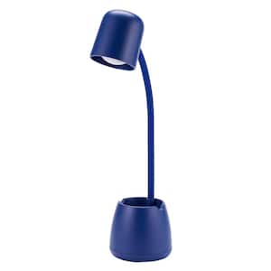 16 in. Dimmable Lamp with Storage Cup, 3 Brightness Levels, Touch Sensitive Dimmer, Navy