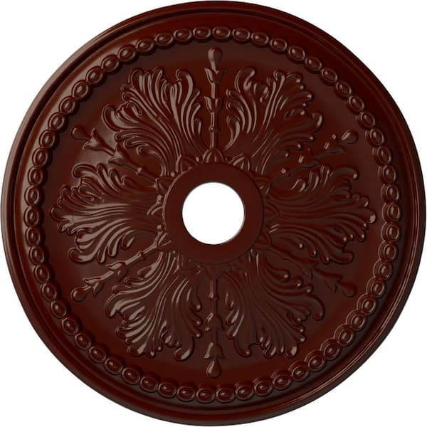 Ekena Millwork 1-1/2" x 27-1/2" x 27-1/2" Polyurethane Winsor Ceiling Medallion, Brushed Mahogany