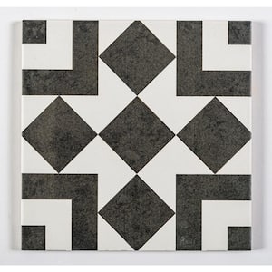Luv Letter Black/White 8 in. x 8 in. Smooth Matte Porcelain Floor and Wall Tile (8.17 sq. ft./Case)