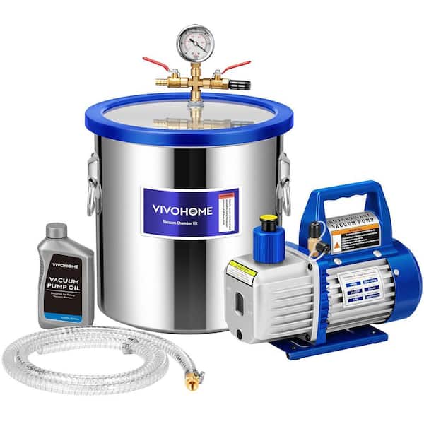 5 Gallon Stainless Steel Degassing Chamber with 3.5 CFM 1 Stage Pump