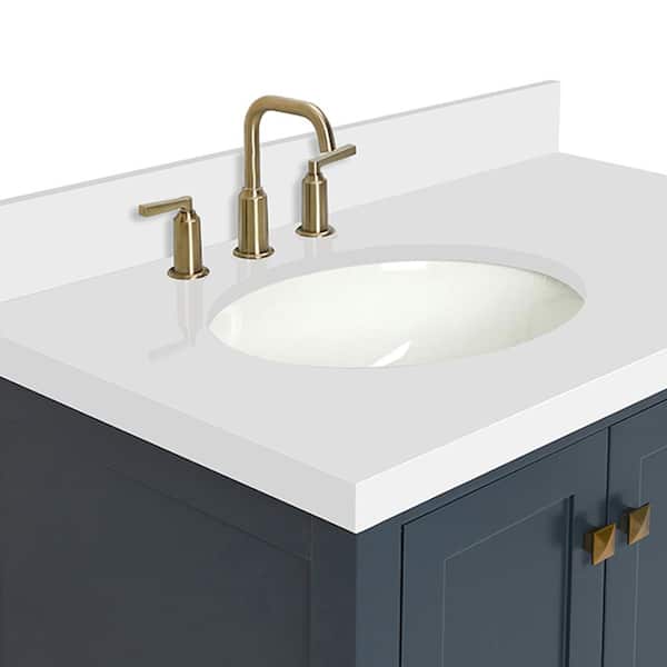 ARIEL Cambridge 37-in Midnight Blue Undermount Single Sink Bathroom Vanity  with Pure White Quartz Top in the Bathroom Vanities with Tops department at