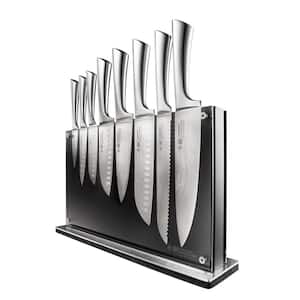DAMASHIRO 9-Piece Stainless Steel Knife Set with Nami Knife Block