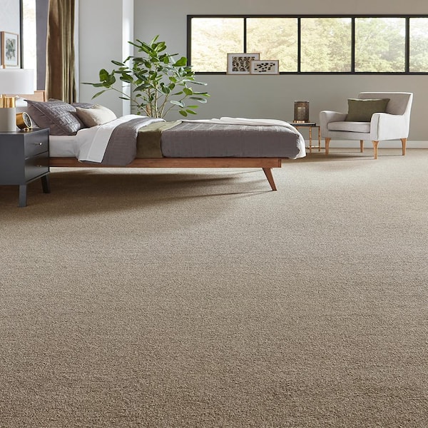 Tailored Trends II Polished Brown 47 oz. Polyester Textured Installed Carpet