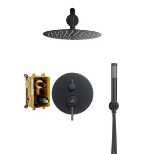 1-Spray Patterns Round 2-Functions 10 in. Wall Mount Dual Shower Heads with Handheld in Matte Black