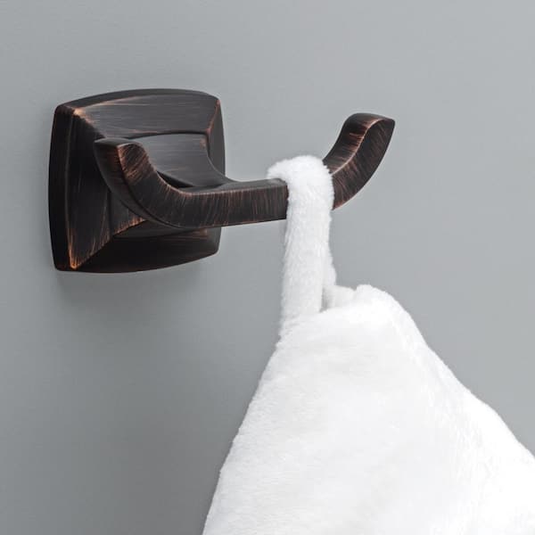 Portwood Double Towel Hook Bath Hardware Accessory in Venetian Bronze