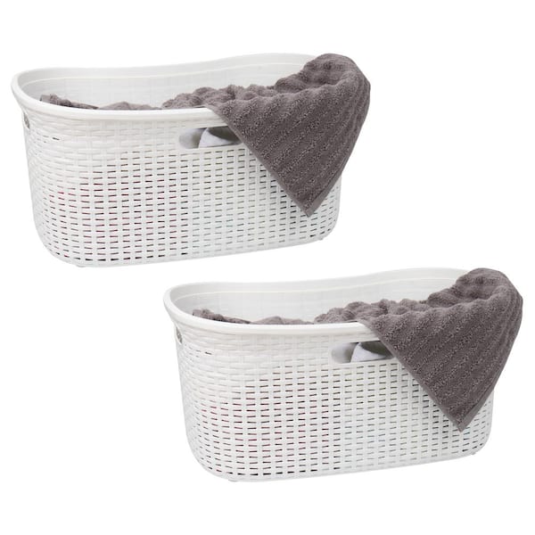 Mind Reader White 11 in. H x 14.5 in. W x 23 in. L Plastic 40L Slim Ventilated Rectangle Laundry Hamper with Lid (Set of 2)