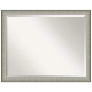 Elegant Brushed Pewter Narrow 31 in. H x 25 in. W Framed Wall Mirror