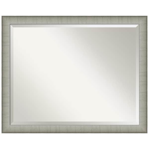 Amanti Art Elegant Brushed Pewter Narrow 31 in. H x 25 in. W Framed Wall Mirror