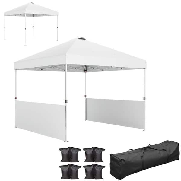 10 ft. x 10 ft. White Party Tent with Sidewall Height Adjustable Instant Sun Shelter with Storage Pockets