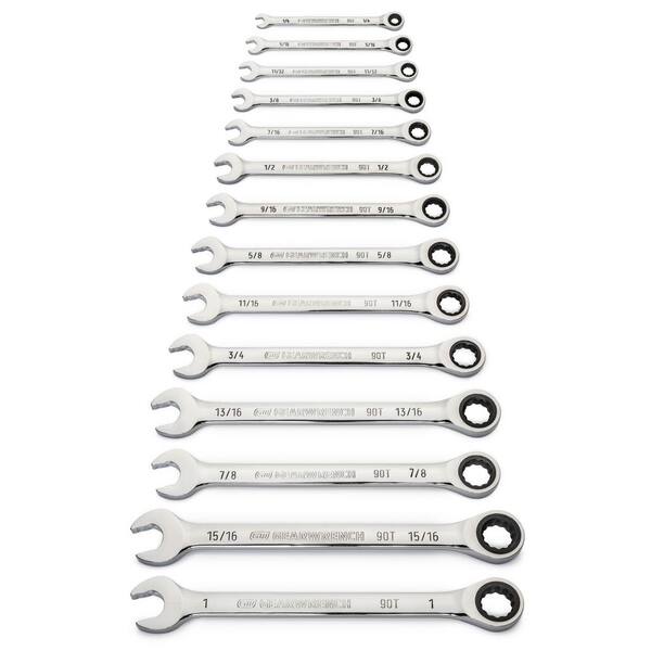 SAE 90-Tooth Combination Ratcheting Wrench Tool Set (14-Piece)