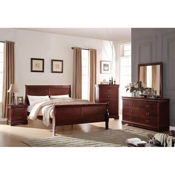 Home Square 2 Piece Louis Philippe III Wood Nightstand Set in