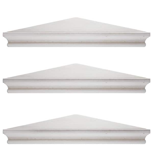 American Art Decor 16.5 in. W x 8 in. D Washed White MDF Floating Corner Shelf Decorative Wall Shelf Set of 3 Home
