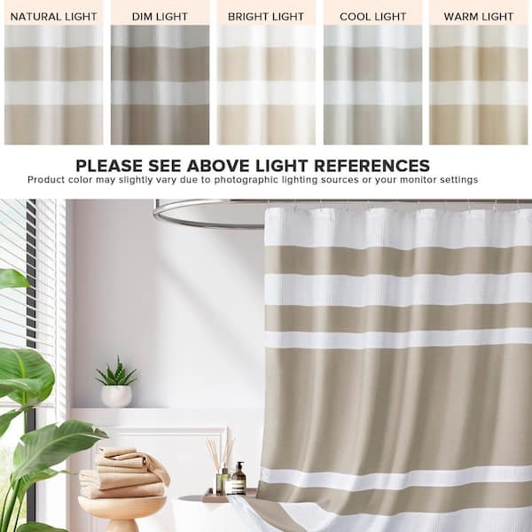 Spa Waffle Taupe 54 in. x 78 in. Shower Curtain with 3M Treatment