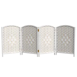 2 ft. Short Diamond Weave Fiber Folding Screen - White - 4 Panel