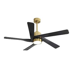 54 in. 5 Blades 6 Fan Speeds LED Indoor Gold and Black Smart Ceiling Fan with Remote