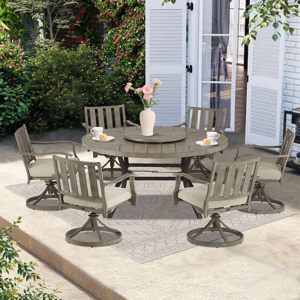 AZUR 7-Piece Aluminum Outdoor Dining Set with Sunbrella Cushions