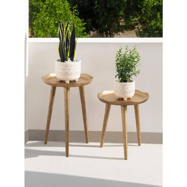 Alessia 12 in. Gold Round Metal Indoor Plant Stand