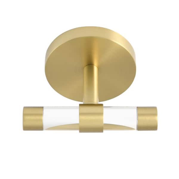 Verre Acrylic Knob Wall Mounted Robe/Towel Hook in Brushed Gold