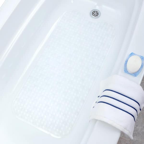 SlipX Solutions 15.5 in. x 32 in. Prism Bath Mat in Clear