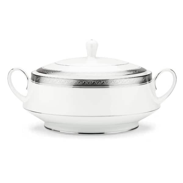 Crestwood Platinum 10.25 in., 48 fl. oz. (Platinum) Porcelain Covered Vegetable Bowl