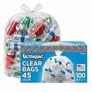 45 gal. Clear Recycling Bags - Extra large Clear Trash Bags Heavy Duty 1.1 Mil for Home and Commercial Use (100-Count)