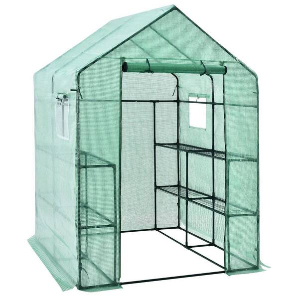 WELLFOR 56 in. W x 56 in. D x 77 in. H Outdoor Walk-in Greenhouse with Observation Windows