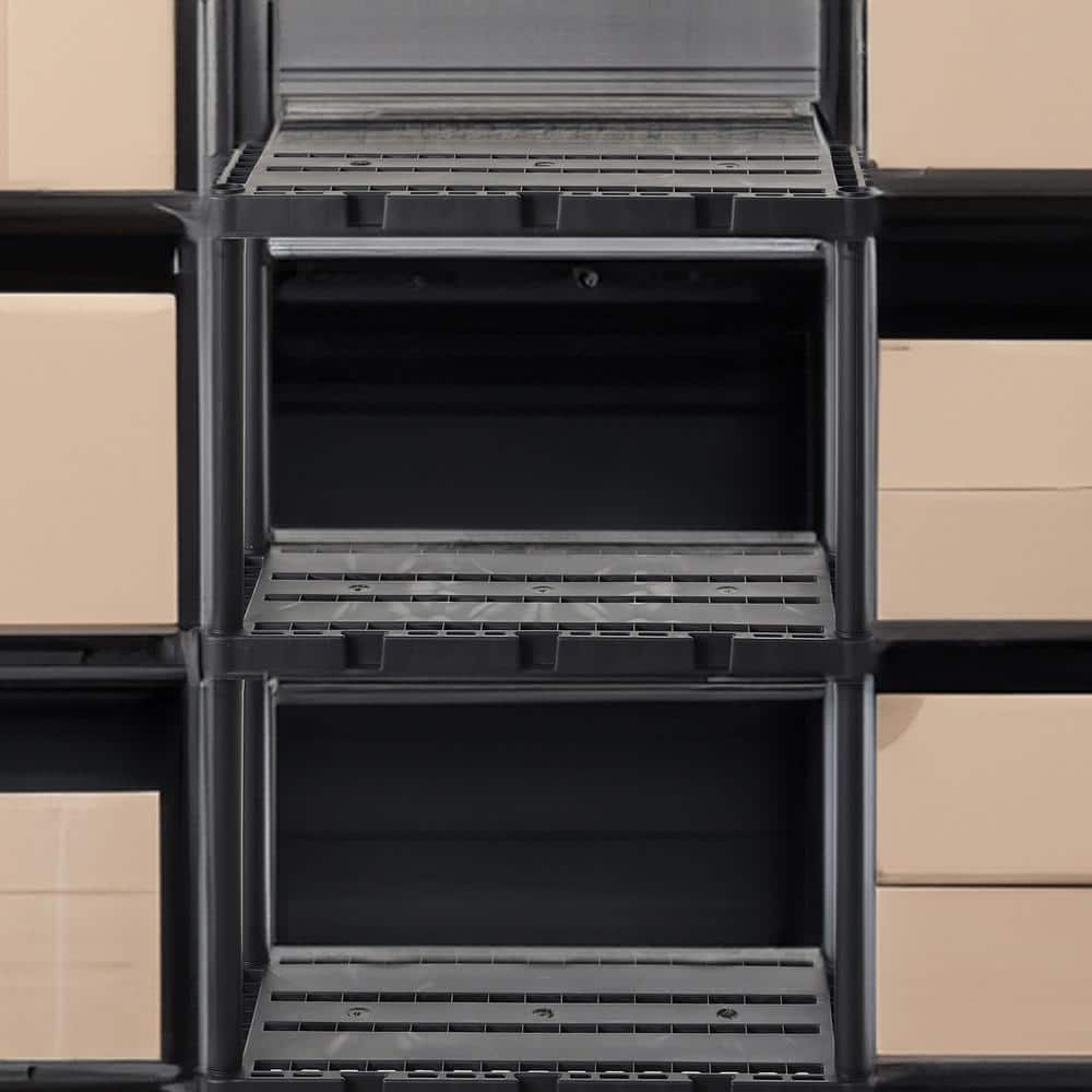Versatile 24'' Black Plastic 4-Shelf Storage Organizer
