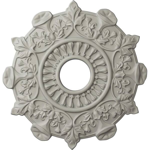 Ekena Millwork 17-1/2 in. x 4 in. I.D. x 1 in. Preston Urethane Ceiling Medallion (Fits Canopies upto 4 in.), Pot of Cream