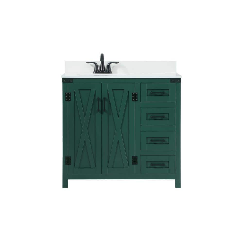 Simply Living 36 in. W x 19 in. D x 34 in. H Bath Vanity in Green with Ivor