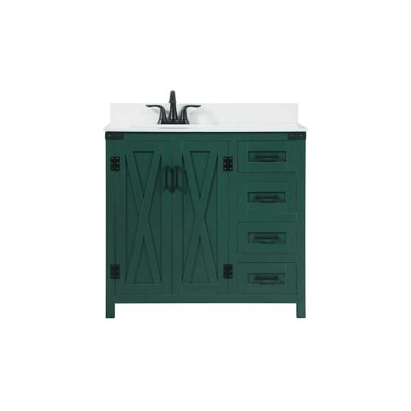 Unbranded Timeless Home 42 in. W x 22 in. D x 34.75 in. H Bath Vanity in Green with Carrara White Top