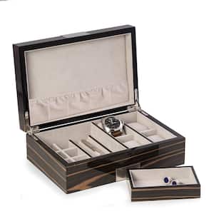 Lacquered "Ebony" Wood Valet Box with Multi Compartments