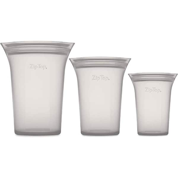 Zip Top Reusable Silicone 8-Piece Set - 3-Sizes of Cups, 3-Sizes of Dishes,  2-Sizes of Bags, Zippered Storage Containers in Gray - Yahoo Shopping