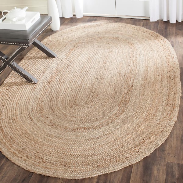 Cape Cod Natural 6 ft. x 9 ft. Oval Coastal Solid Area Rug