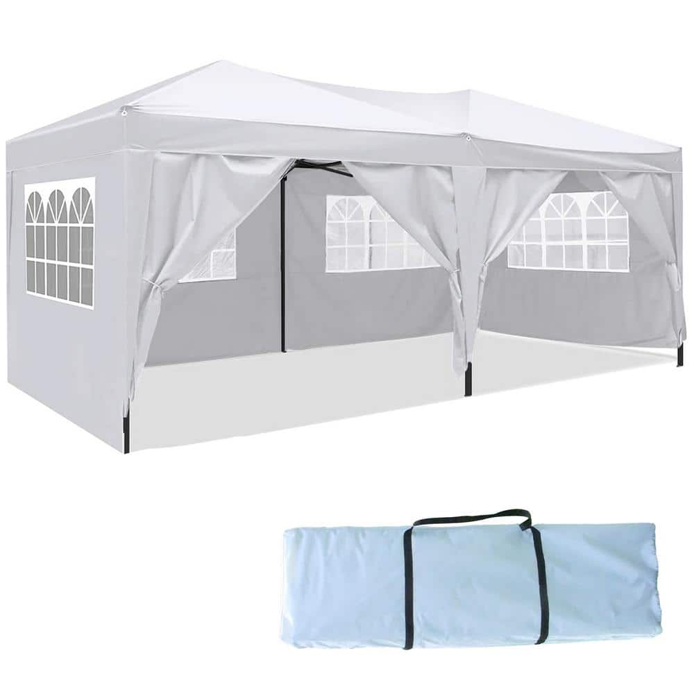 10 ft. x 20 ft. White Heavy Duty Awnin Pop Up Gazebo Party Wedding Event Te