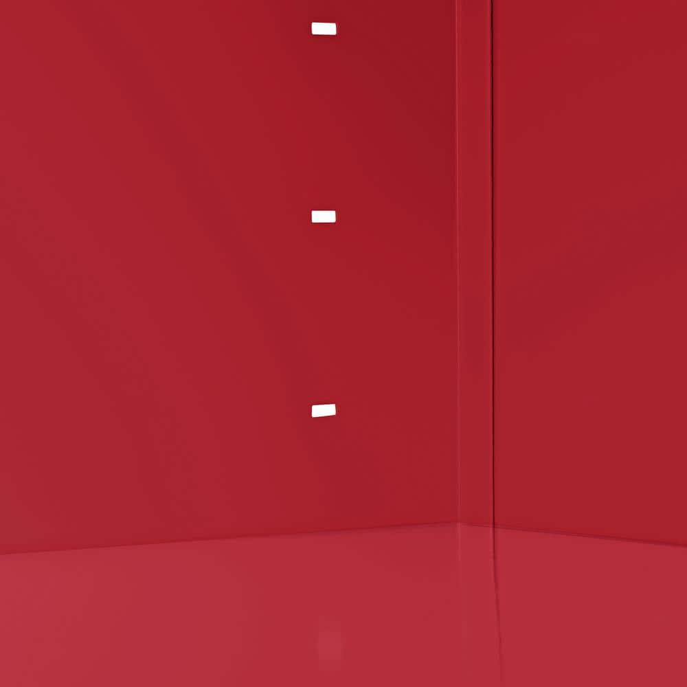 Adjustable Red Powder-Coated Steel 3-Shelf Bookcase