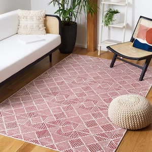 Abstract Red/Ivory 8 ft. x 10 ft. Diamond Geometric Area Rug