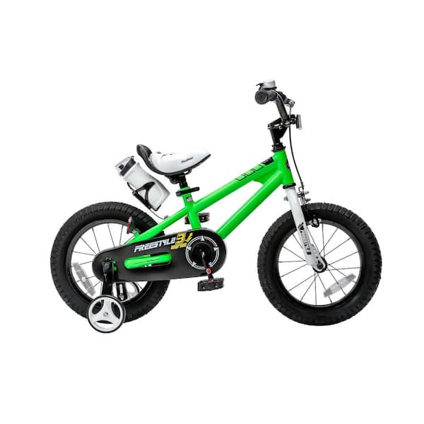 Royalbaby 16 in. Wheels Freestyle BMX Kid's Bike, Boy's Bikes and Girl's Bikes with Training Wheels in Green