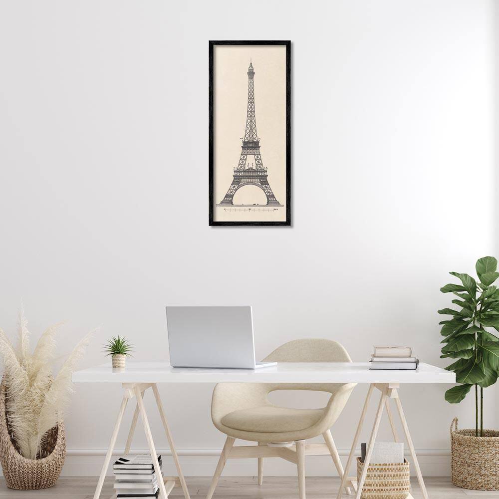 Parisian Tower Illustration by Phillipa Katz Black Framed Architecture Giclee Art Print 30 in. x 13 in. price history on PriceWatchPro