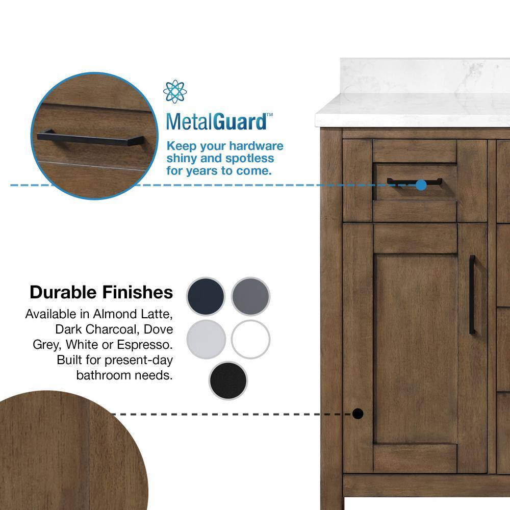 Almond Latte 48" Single Sink Bathroom Vanity with White Marble Top