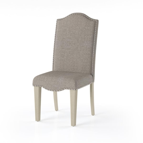 Furniture of America Larkin Antique White Nailhead Trim Upholstered Dining Chair (Set of 2)
