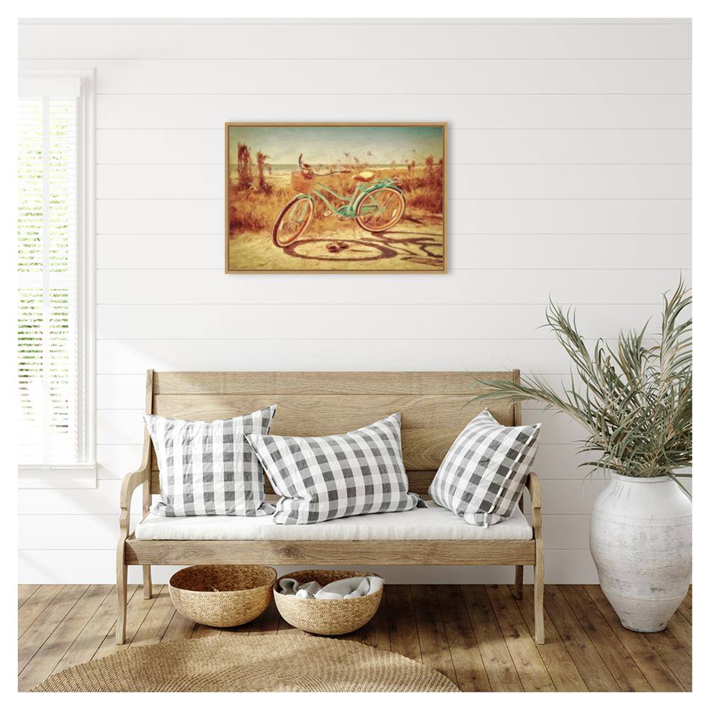 Sanibel Bike Framed Canvas Wall Art in Sylvie Maple Finish