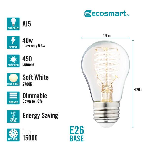 BlueStars A15 E26 LED Refrigerator Light Bulb – 4W (40W Equivalent), 5000K Daylight, Non-Dimmable 400lm, 120V Waterproof Bulb For Fridge, Freezer, Kitchen, Bathroom – Pack Of 2