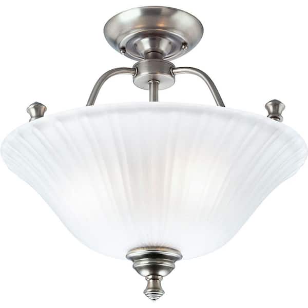 Progress Lighting Renovations 15.63 in. 3-Light Antique Nickel Semi-Flush Mount