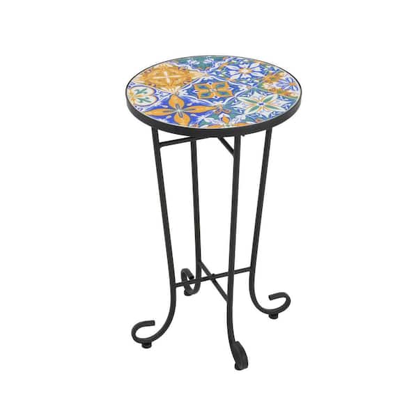 Round Outdoor Side Table, Small Outdoor Table for Patio, Pool, Porch, Patio Furniture Outdoor End Table