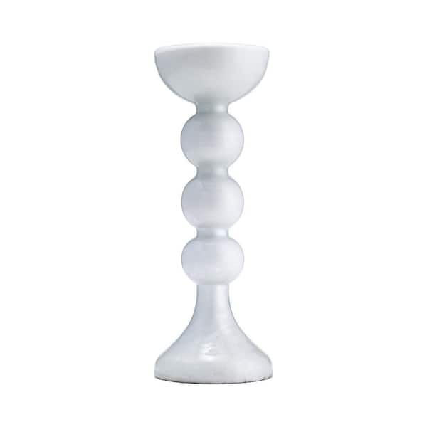 Liv & Skye 15 in. Clear Glass Cylinder Bubbly Pillar Candle Holder